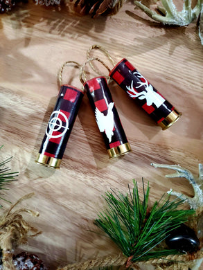 Shotgun Shell Christmas Ornaments Red Plaid