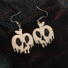 Glittery Poison Apple Skull Earrings