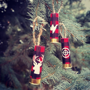 Shotgun Shell Christmas Ornaments Red Plaid