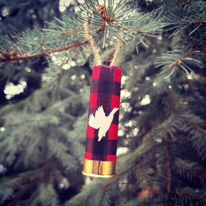 Shotgun Shell Christmas Ornaments Red Plaid