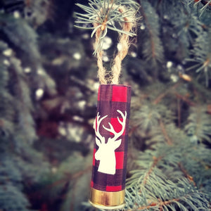 Shotgun Shell Christmas Ornaments Red Plaid