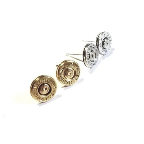 9mm Bullet Slice Earring Studs