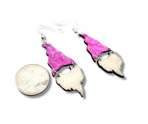 Glitter Gnome Wood Earrings